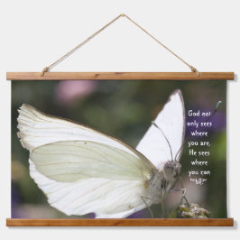 Poster White Butterfly Close-up Gezegde Christelij Hangend Wandkleed