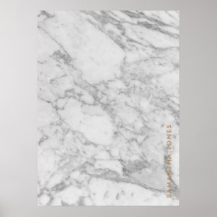 Poster White Carrara Marble Gold Classic Personalised
