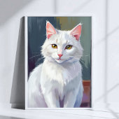 Poster White Cat | Watercolor Cat Pet Painting