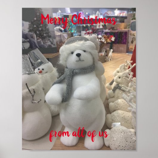 Poster White Christmas Bear Salutation personnalisée (Devant)