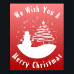 Poster White Christmas Winter Wonderland Snowman Tree<br><div class="desc">Joyeux Noël !</div>