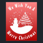 Poster White Christmas Winter Wonderland Snowman Tree<br><div class="desc">Joyeux Noël !</div>