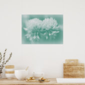 Poster White CLover Wildflower in Aqua (Cuisine)