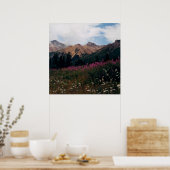 Poster White Daisy et Purple Fireweed Mountains Photo (Cuisine)
