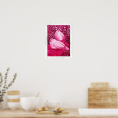 POSTER WHITE DOVES IN PINK FUCHSIA (Cuisine)