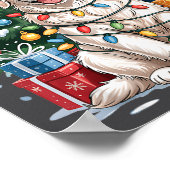 Poster White English Golden Retriever Santa Hat Christmas (Coin)