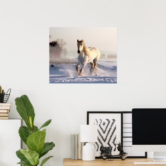 Poster White Horse Galloping (Bureau à domicile)