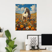 Poster White Horse in a Wildflower Symphony (Bureau à domicile)