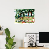 Poster White House American Flag Forest Trees (Bureau à domicile)