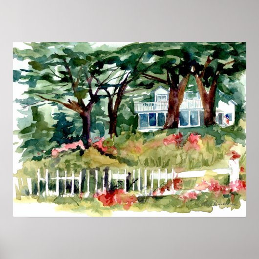 Poster White House American Flag Forest Trees (Devant)