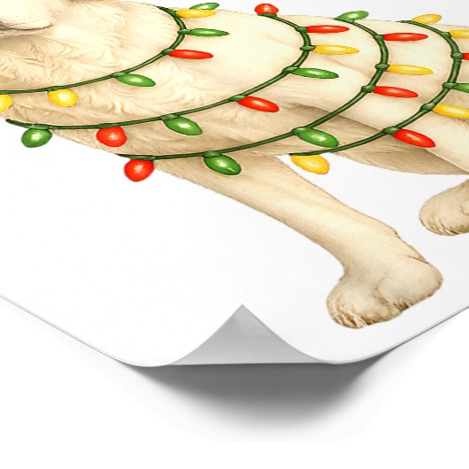 Poster White Lab Christmas Tree Light Pajama Labrador Dog (Coin)