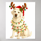 Poster White Lab Christmas Tree Light Pajama Labrador Dog (Devant)