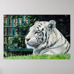 Poster White Majesty - La faune du tigre au repos