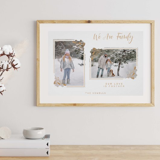 Poster White Minimal Family 2 Photos Fancy Gold Branches