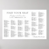 Poster White Minimal Wedding Alphabetical Seating Chart (Devant)