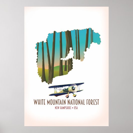 Poster White mountains national forest USA map (Devant)