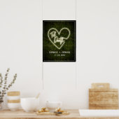 Poster White Neon Til Death Neon Heart Mariage Bienvenue (Cuisine)