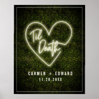 White Neon Til Death Neon Heart Mariage Bienvenue