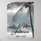 Poster White Palm Coconut Tree Beach Mariage élégant (Devant)