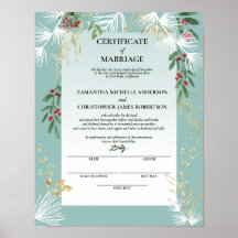 White Pine Holly Certificat de mariage hivernal