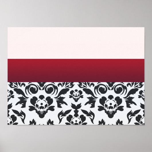 Poster White Red Damask cadeau spécial (Devant)