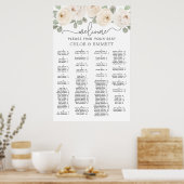 Poster White Rose Botanical Alphabetical Seating Chart (Cuisine)