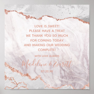 Poster White & Rose Gold Love is Sweet Treat Table Sign