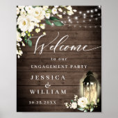 Poster White Roses Lanterne Russe Bois Partie d'engagemen (Devant)