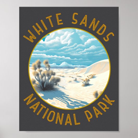 Poster White Sands National Park Distressed Circle  (Devant)