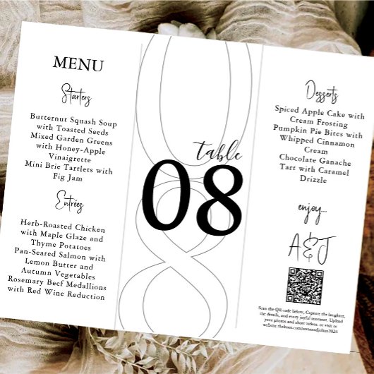 Poster White Simple Modern Tri-Fold Wedding Menu