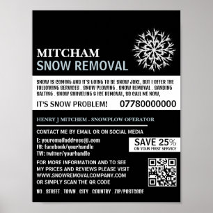 Poster White Snowflake, Snow Removal Company Publicité