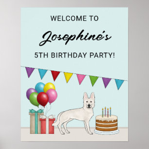 Poster White Swiss German Shepherd Chien Accueil d'annive