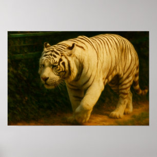 Poster White Tiger Majesty - Stylisé Art de la faune