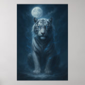 Poster White Tiger – Moonlit Mystical Scene | ManJiangHon (Devant)