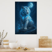 Poster White Tiger – Moonlit Mystical Scene | ManJiangHon (Cuisine)