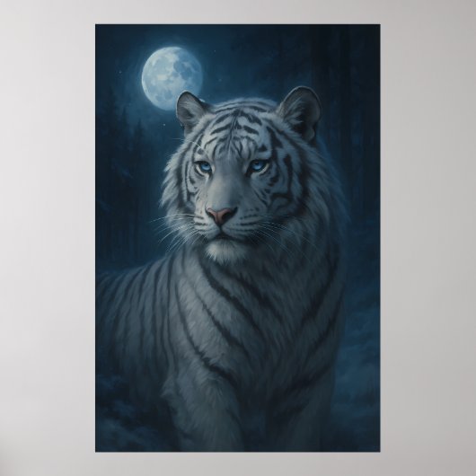 Poster White Tiger – Mystical Fantasy Portrait – ManJiang (Devant)