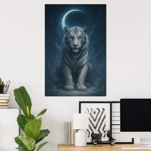 Poster White Tiger – Mystical Fantasy Portrait – ManJiang (Bureau à domicile)