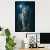 Poster White Tiger – Mystical Fantasy Portrait – ManJiang (Bureau à domicile)