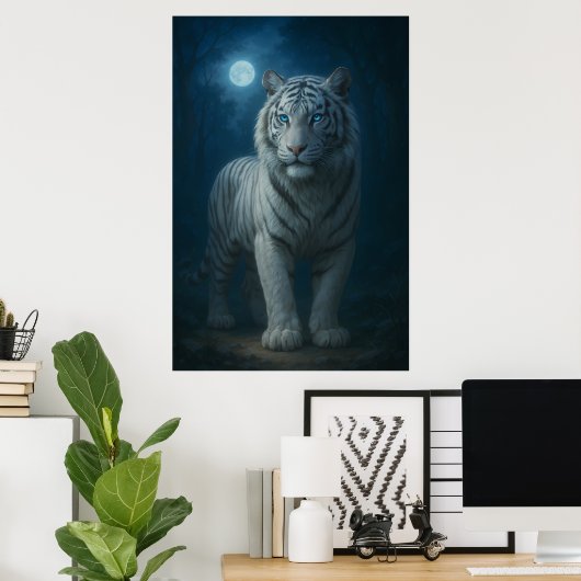Poster White Tiger – Mystical Fantasy Portrait – ManJiang (Bureau à domicile)