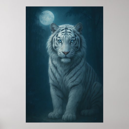 Poster White Tiger – Mystical Fantasy Portrait – ManJiang (Devant)