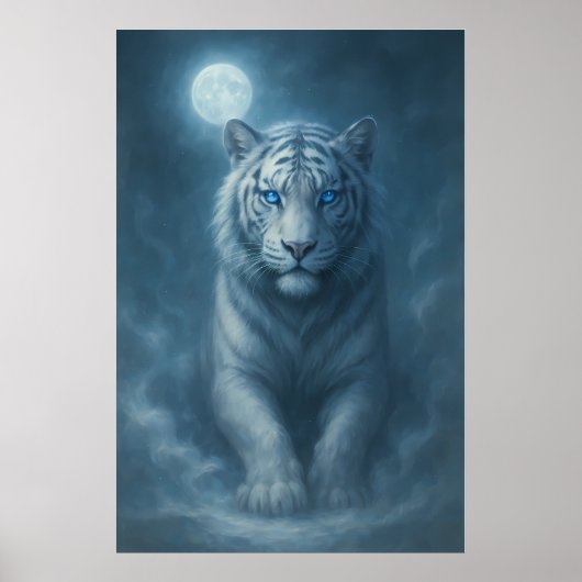 Poster White Tiger – Mystical Fantasy Portrait – ManJiang (Devant)
