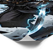 Poster White Tiger Samurai Warrior Blue Lightning Fantasy (Coin)