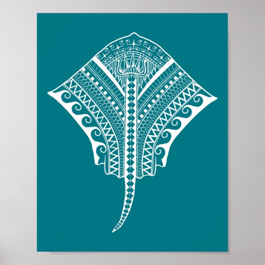 Poster White Tribal Stingray (Devant)