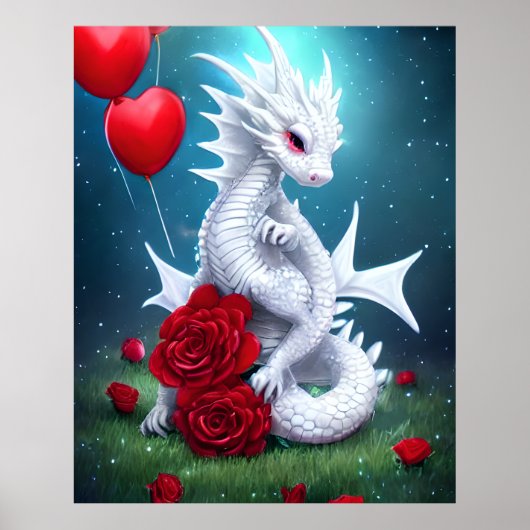 Poster White Valentine Love Dragon (Devant)