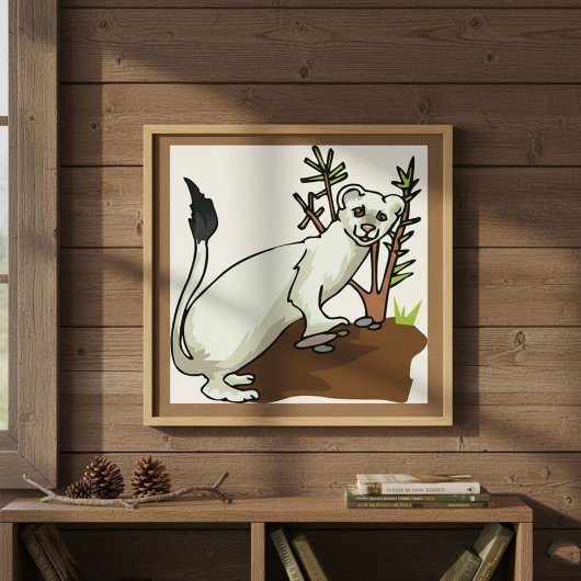 Poster White Weasel Wildlife