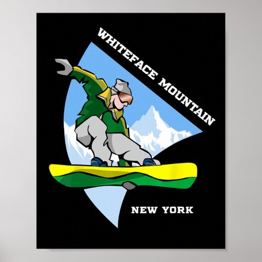 Poster Whiteface Mountain New York Snowboard (Devant)