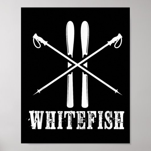 Poster Whitefish Mountain Ski Skier Skiing Nordic Alpine (Devant)