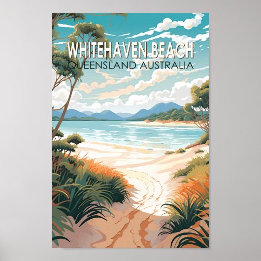 Poster Whitehaven Beach Queensland Australie Travel Art (Devant)