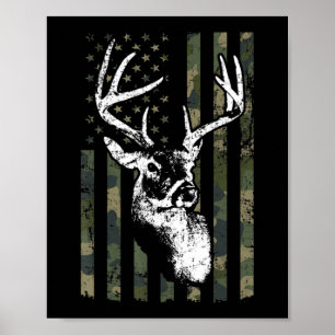 Poster Whitetail Buck Deer Hunting USA Camouflage Amériqu