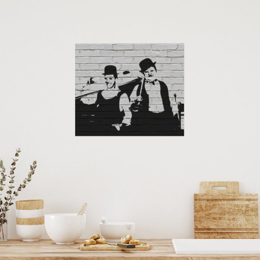 Poster Whitewall Graffiti Laurel Hardy (Cuisine)
